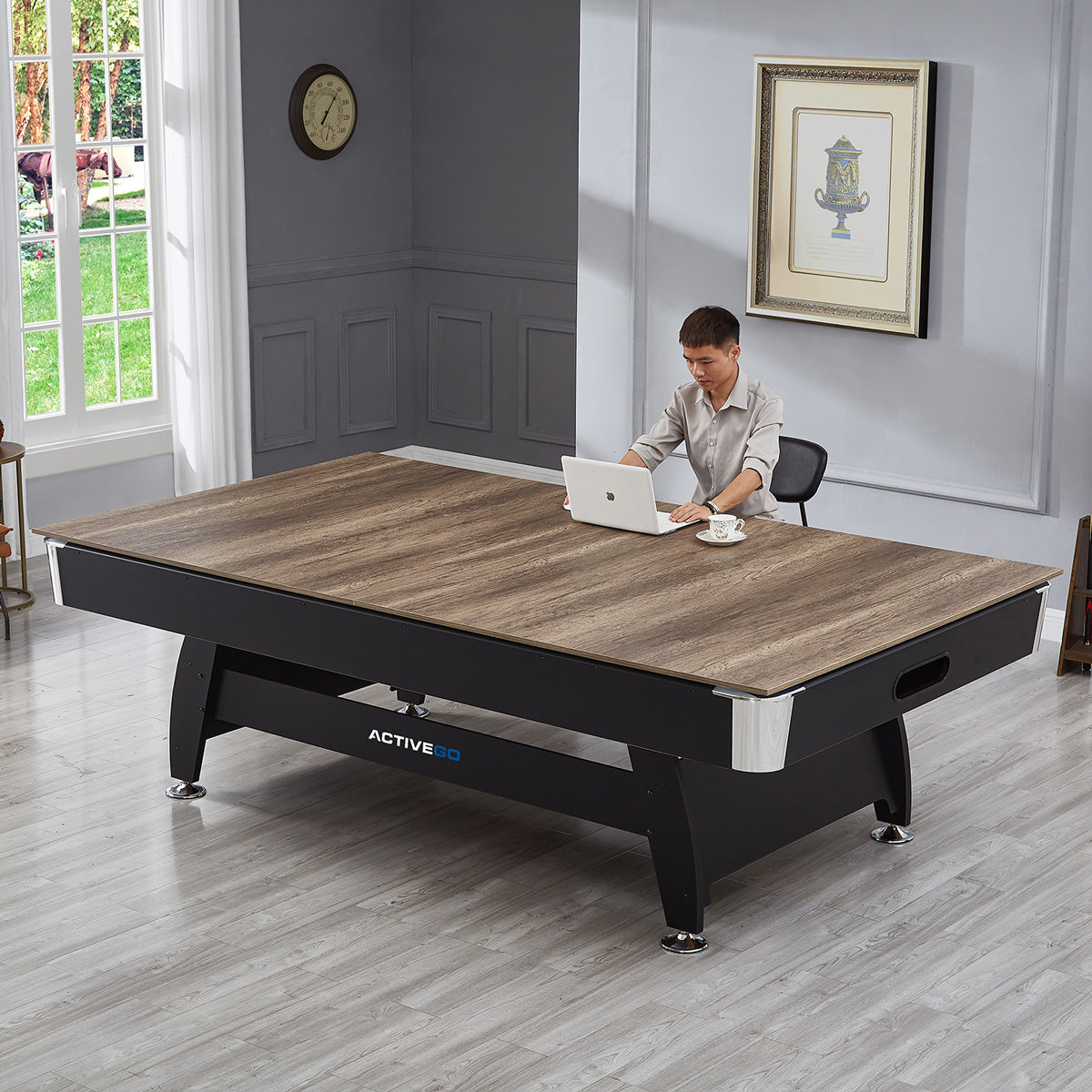 ActiveGo BreakShot 7ft High Speed Velvet Cloth Pool and Billiards Table with Ball Return, Solid Legs, 3-IN-1 Top for Table Tennis, full table Table Tennis and Pool Pool Cues, Balls and Accessories Included