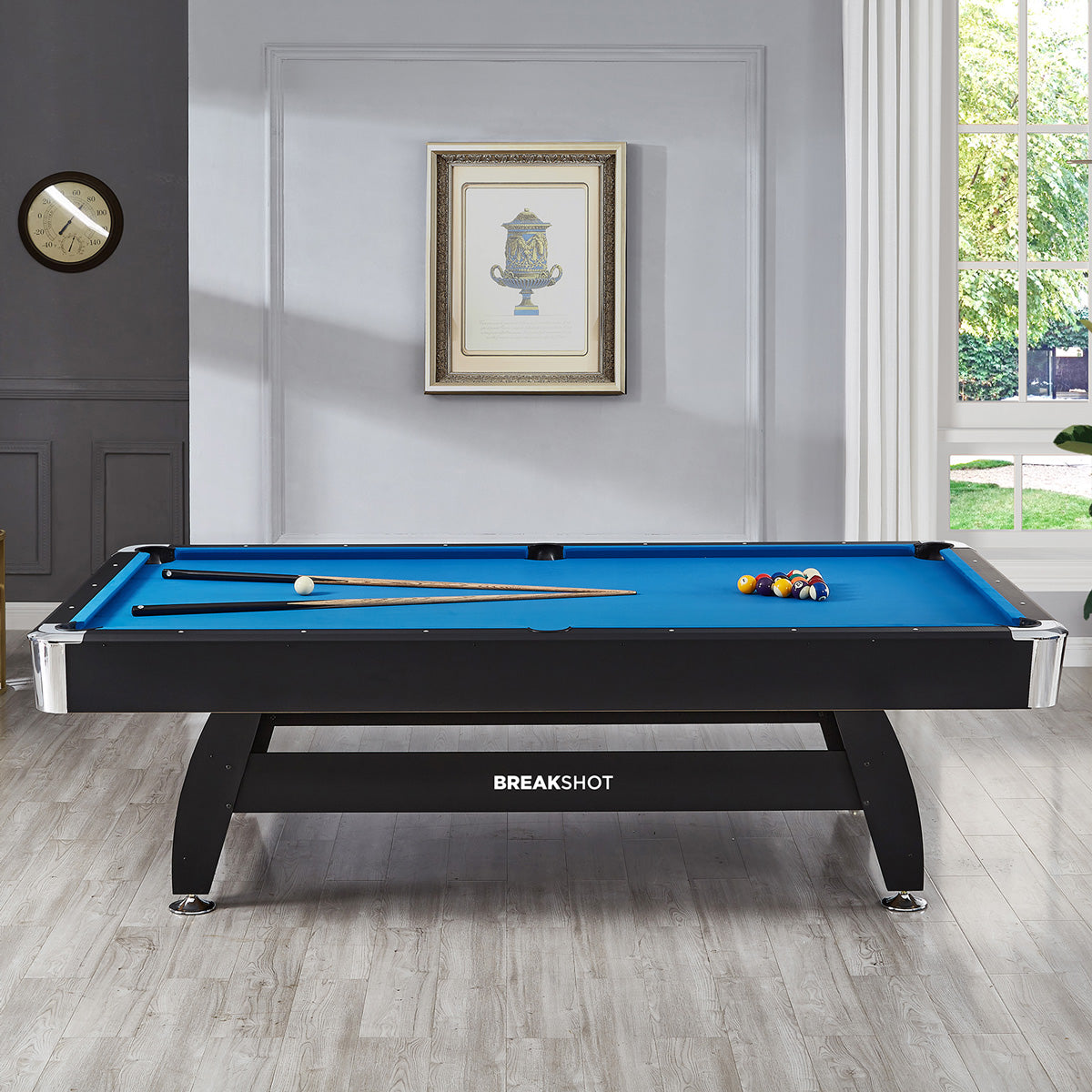 ActiveGo BreakShot 7ft High Speed Velvet Cloth Pool and Billiards Table with Ball Return, Solid Legs, 3-IN-1 Top for Table Tennis, full table Table Tennis and Pool Pool Cues, Balls and Accessories Included