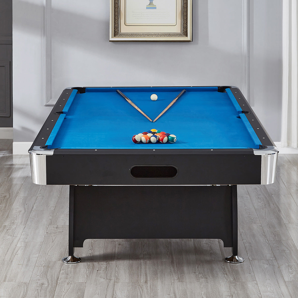 ActiveGo BreakShot 7ft High Speed Velvet Cloth Pool and Billiards Table with Ball Return, Solid Legs, 3-IN-1 Top for Table Tennis, full table Table Tennis and Pool Pool Cues, Balls and Accessories Included