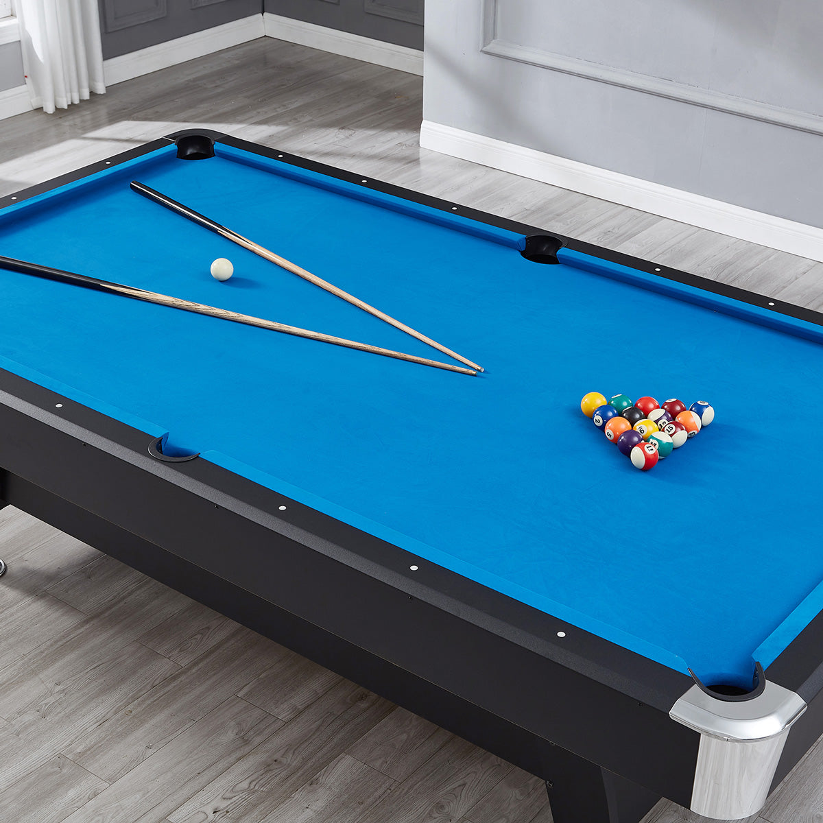 ActiveGo BreakShot 7ft High Speed Velvet Cloth Pool and Billiards Table with Ball Return, Solid Legs, 3-IN-1 Top for Table Tennis, full table Table Tennis and Pool Pool Cues, Balls and Accessories Included