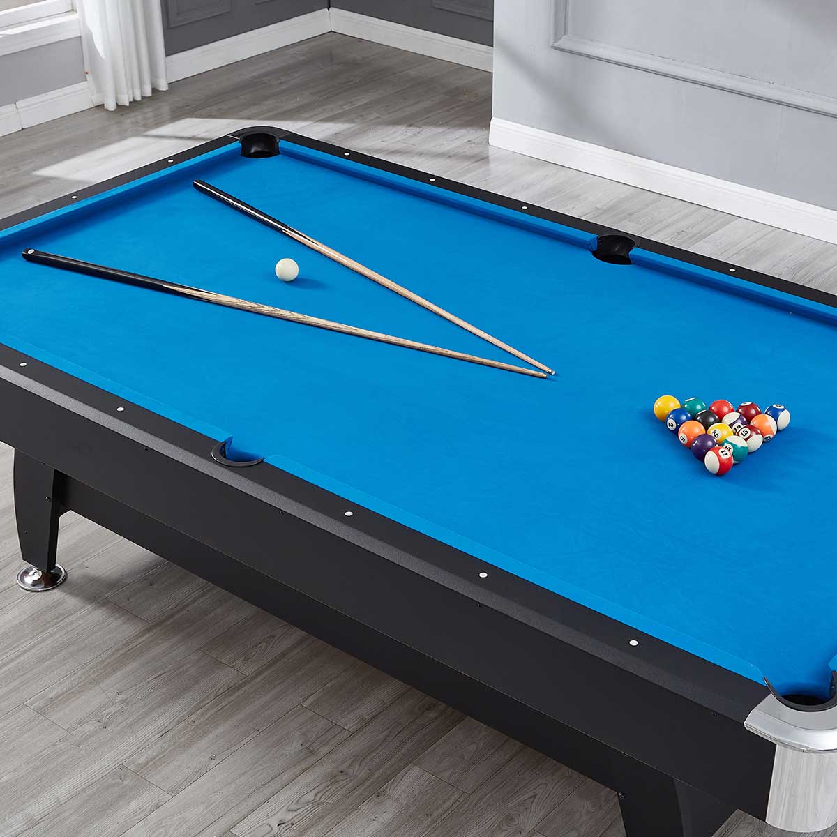 ActiveGo BreakShot 8ft High Speed Velvet Cloth Pool and Billiards Table with Ball Return, Solid Legs, 3-IN-1 Top for Table Tennis, full table Table Tennis and Pool Pool Cues, Balls and Accessories Included