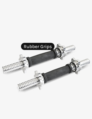 Rubber grip handles with spin collars