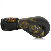 BOXING GLOVES - Urban™ GOLD SKULLS - 12oz - BLACK