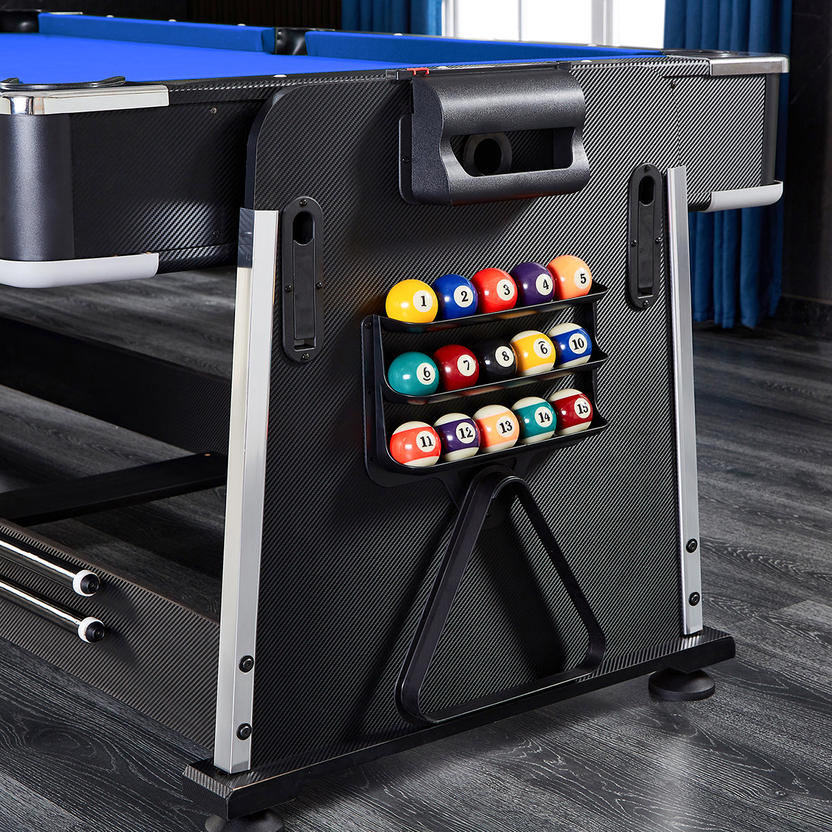 ActiveGo AirShot 4-IN-1 Velvet Cloth Pool Table and Air Hockey Table with Table Tennis and Desktop, Ball and Air Puck Return System and Easy-Flip Design, Full Air Hockey, Billiards Balls and Cues and Table Tennis Bats and Balls Included