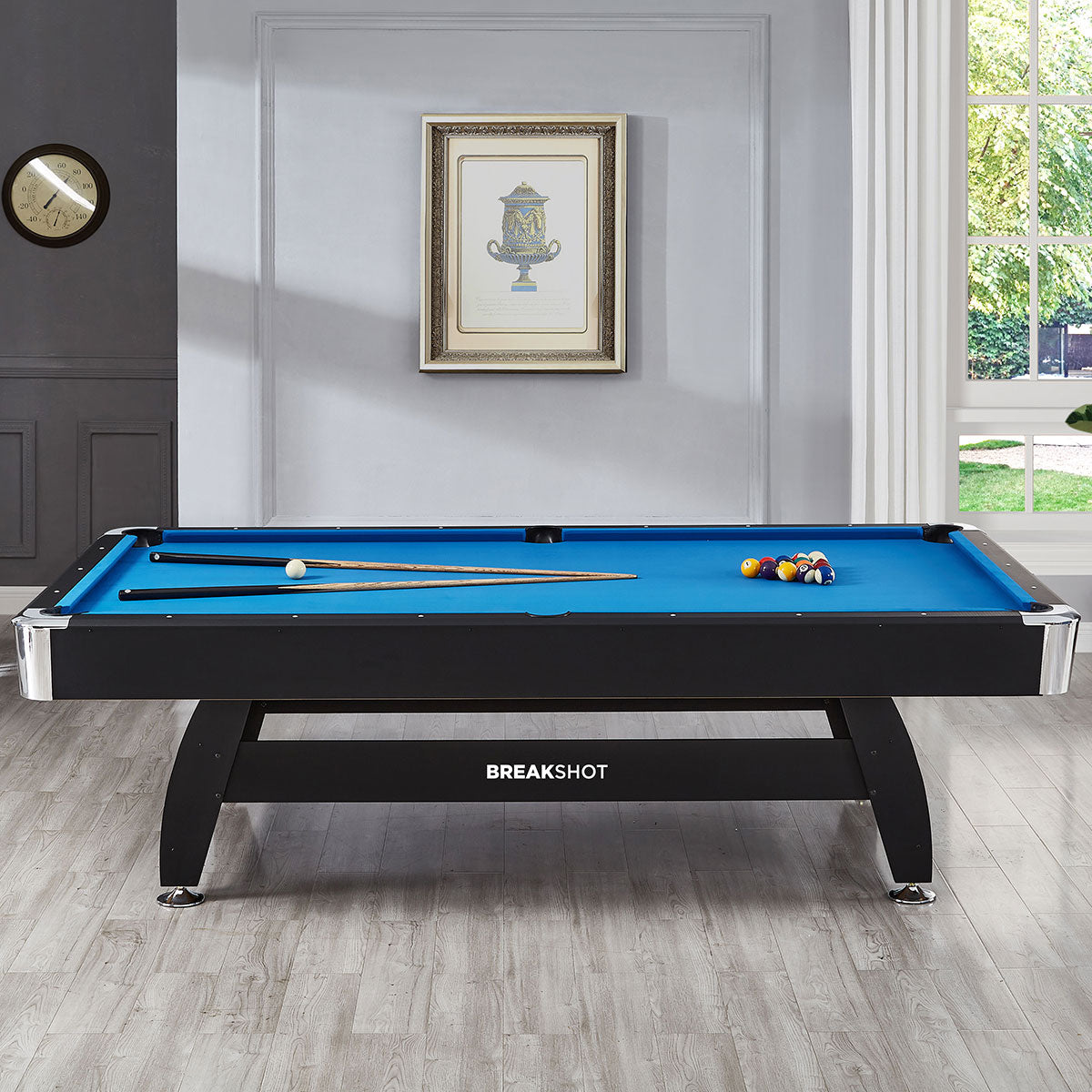 ActiveGo BreakShot 7ft High Speed Velvet Cloth Pool and Billiards Table with Ball Return, Solid Legs, and Pool Cues, Balls and Accessories Included