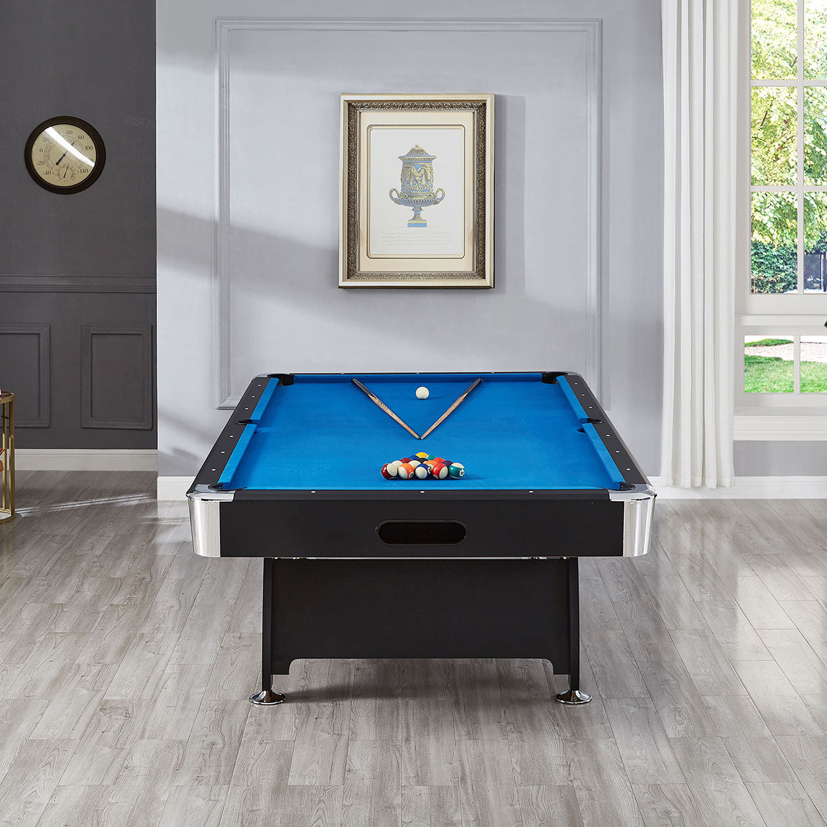 ActiveGo BreakShot 7ft High Speed Velvet Cloth Pool and Billiards Table with Ball Return, Solid Legs, and Pool Cues, Balls and Accessories Included