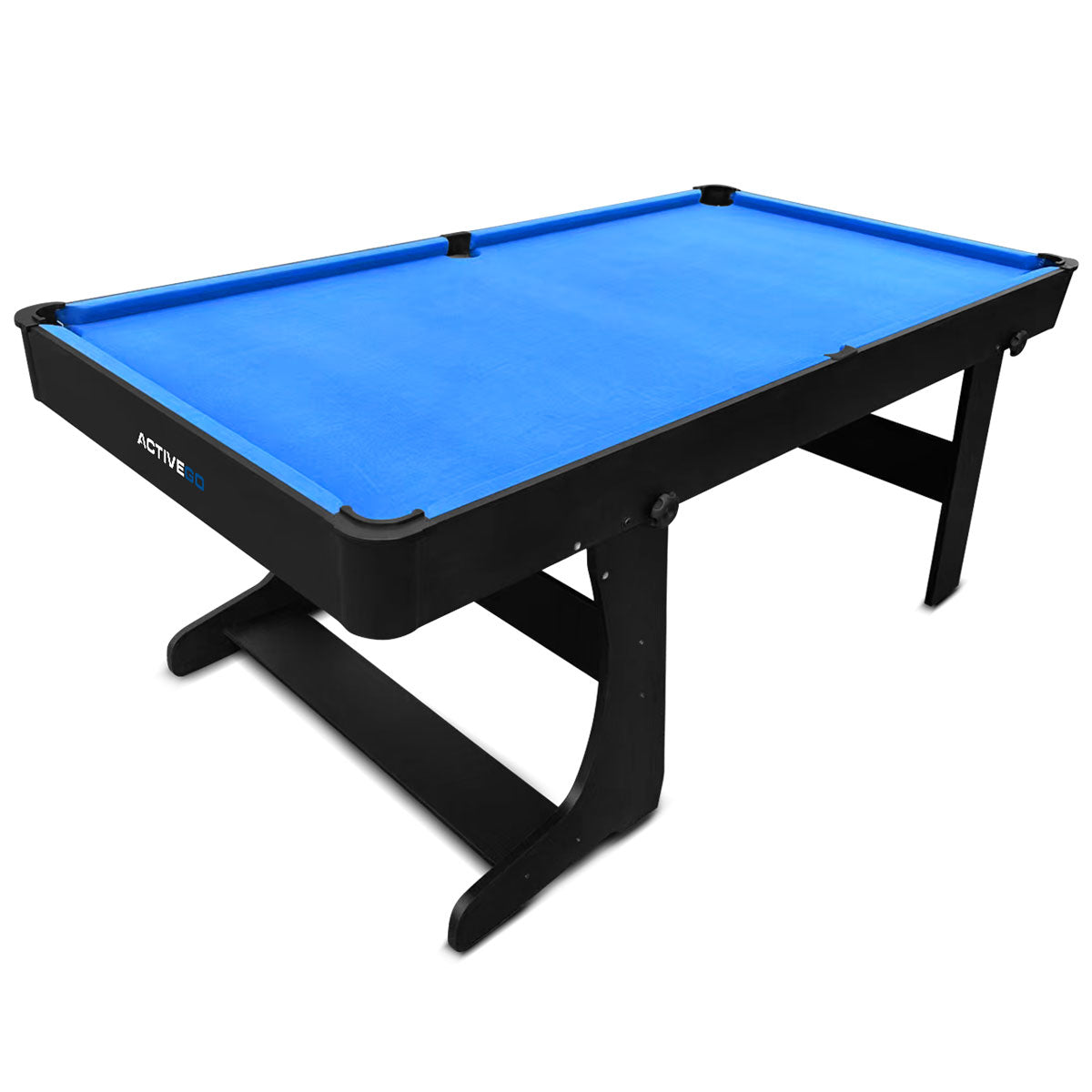 ActiveGo BreakShot Fold Up High-speed blue velvet cloth Pool and Billiards Table, Comes with 8/9 Ball Set, Triangle, 2 Wooden Pool Cues, Surface Brush and 2 Tip Chalks