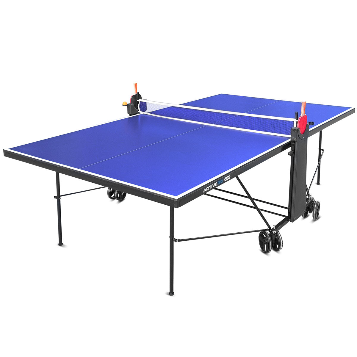ActiveGo Loop Foldable Table Tennis Ping Pong Table with Quick Action Fold Away,  Roll Away, Compact Design, Bats, Net and Ball Included