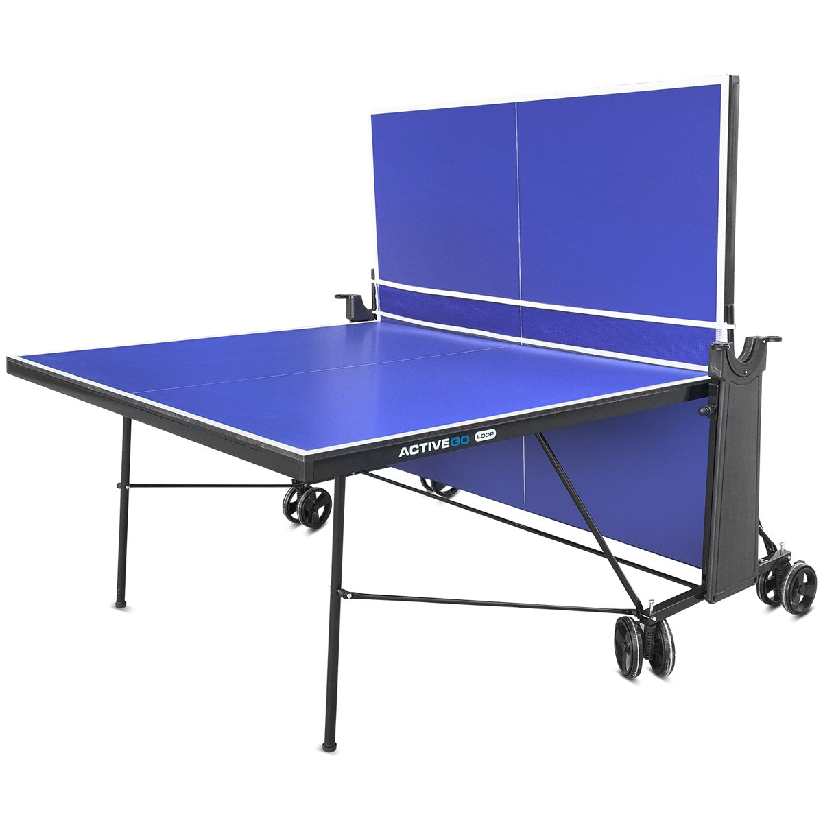 ActiveGo Loop Foldable Table Tennis Ping Pong Table with Quick Action Fold Away,  Roll Away, Compact Design, Bats, Net and Ball Included