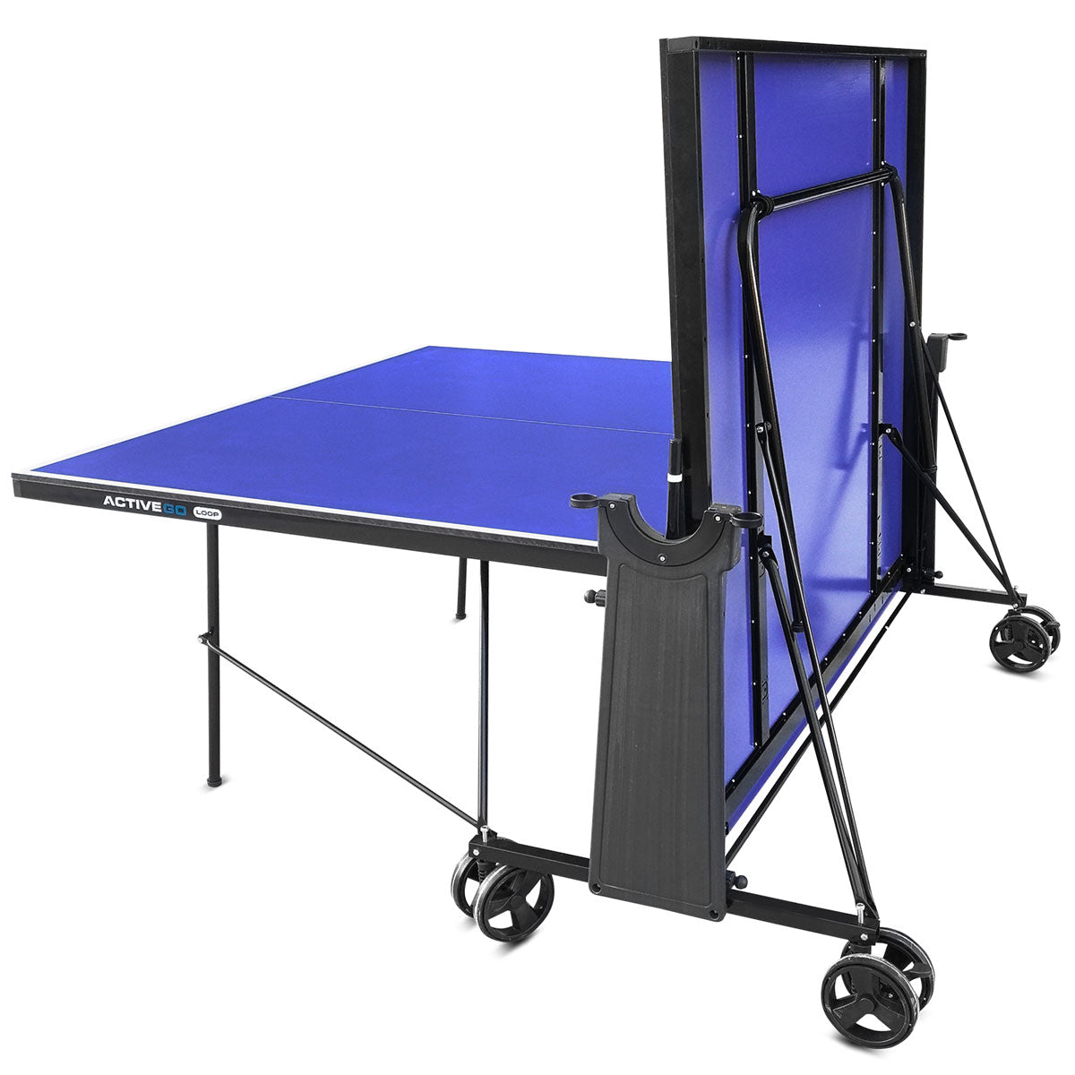 ActiveGo Loop Foldable Table Tennis Ping Pong Table with Quick Action Fold Away,  Roll Away, Compact Design, Bats, Net and Ball Included