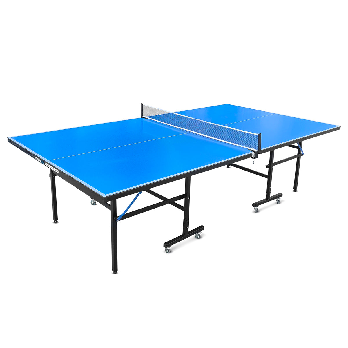 ActiveGo RallyStrike Foldable Steel Framed, Regulation Sized, Outdoor Aluminium Table Tennis Ping Pong Table with Roll Away Design, Bats, Net and Ball Included