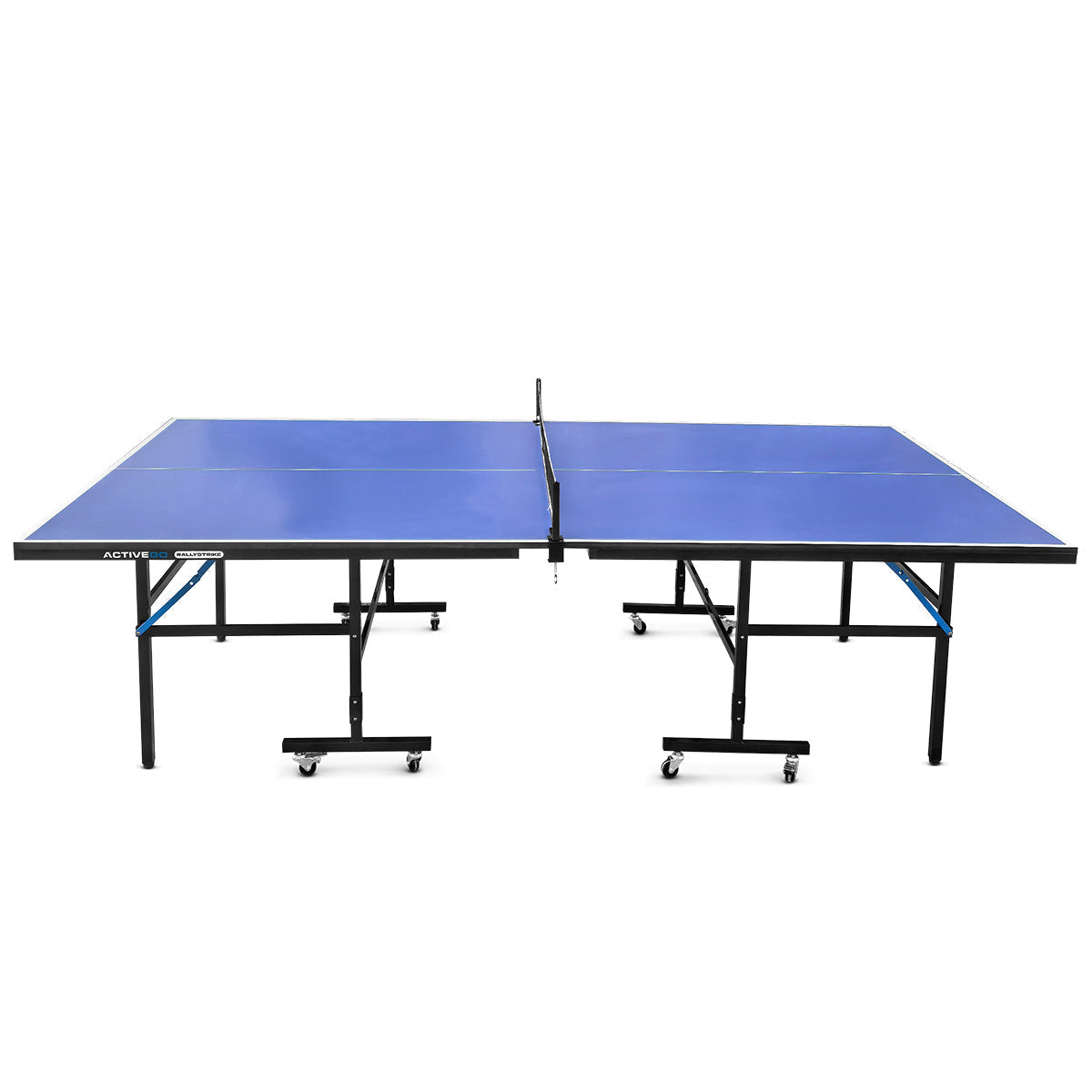 ActiveGo RallyStrike Steel Framed, Regulation Sized, Foldable Table Tennis Ping Pong Table with Roll Away Design, Bats, Net and Ball Included