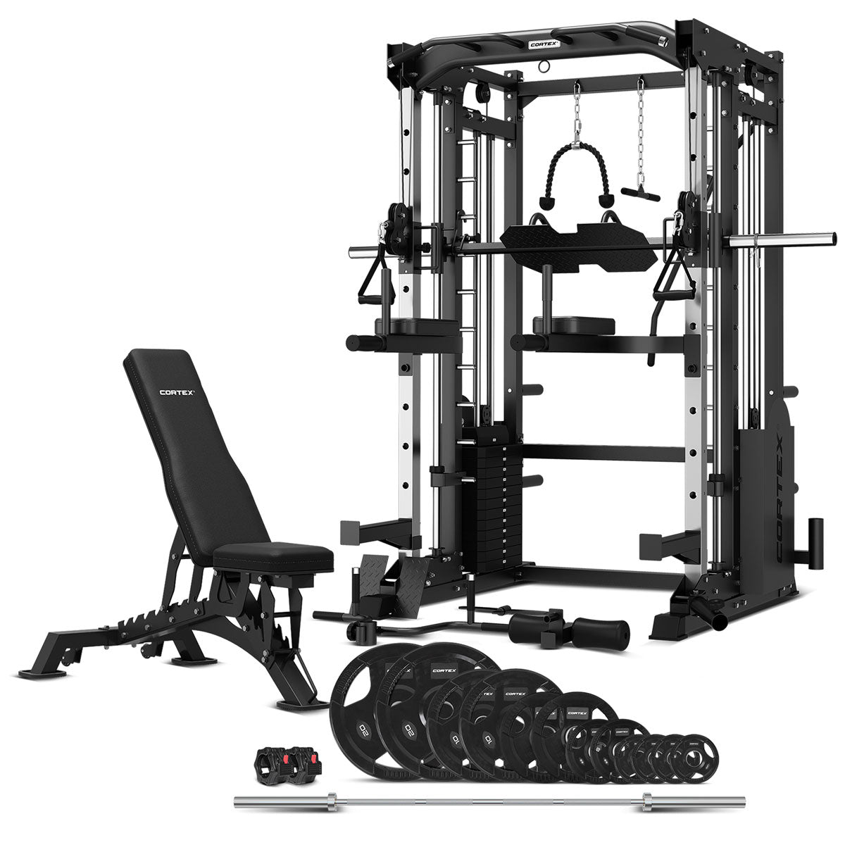 SM-25 6-in-1 Power Rack with Smith & Cable Machine + BN9 Bench + 100kg