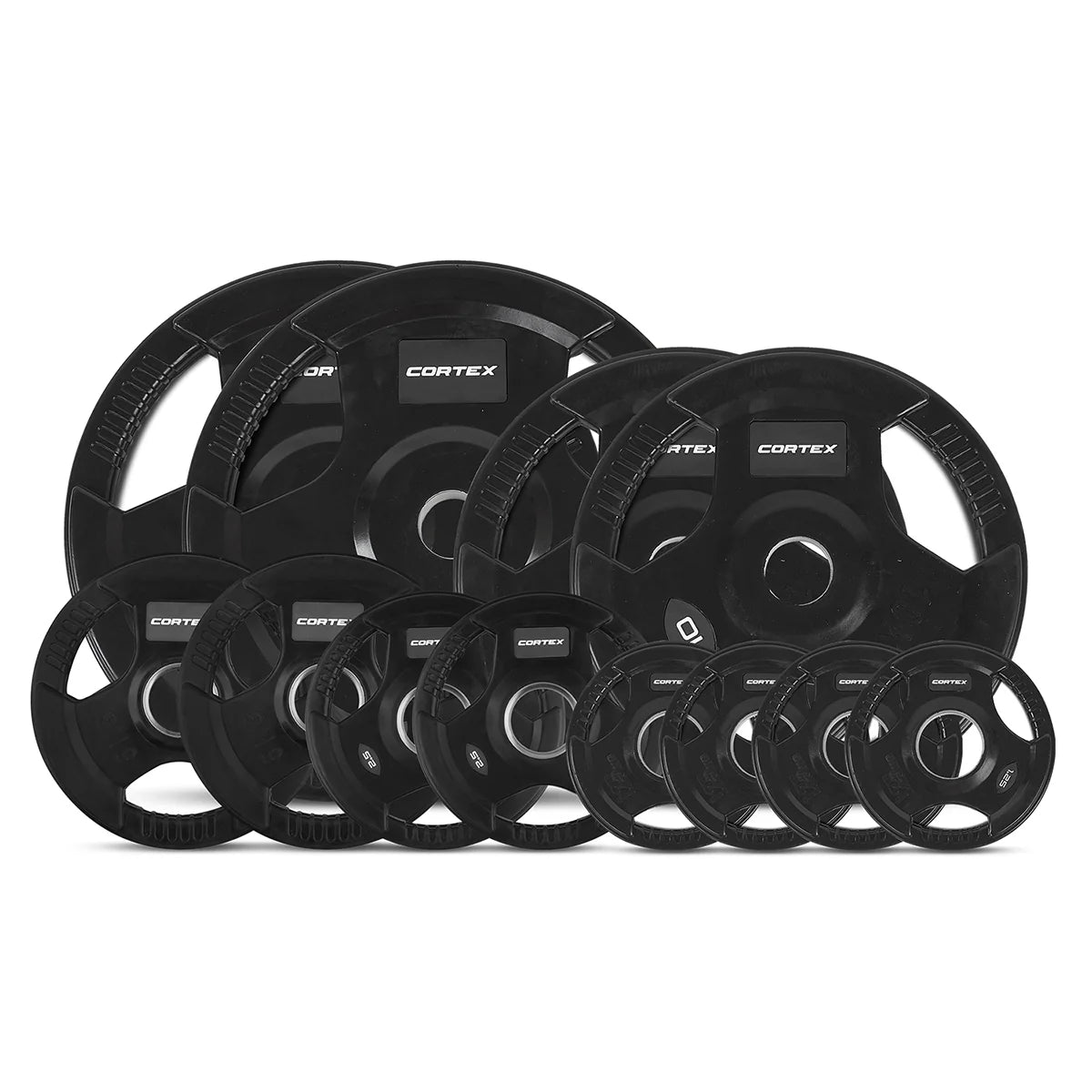 Cortex Tri Grip Rubber Coated 50mm Olympic Weight Plates (Sold as PAIRS)