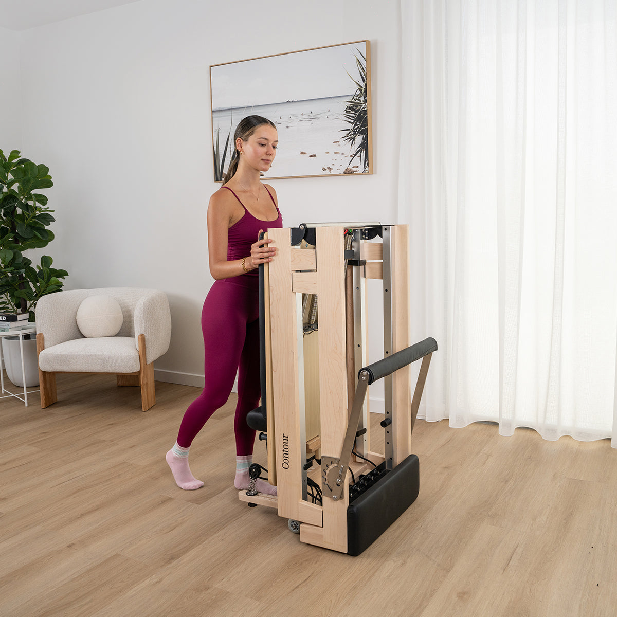 Lifespan Fitness Contour Folding Wood Pilates Reformer Set