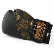 BOXING GLOVES - Urban™ GOLD SKULLS - 12oz - BLACK