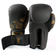 BOXING GLOVES - Urban™ GOLD SKULLS - 12oz - BLACK