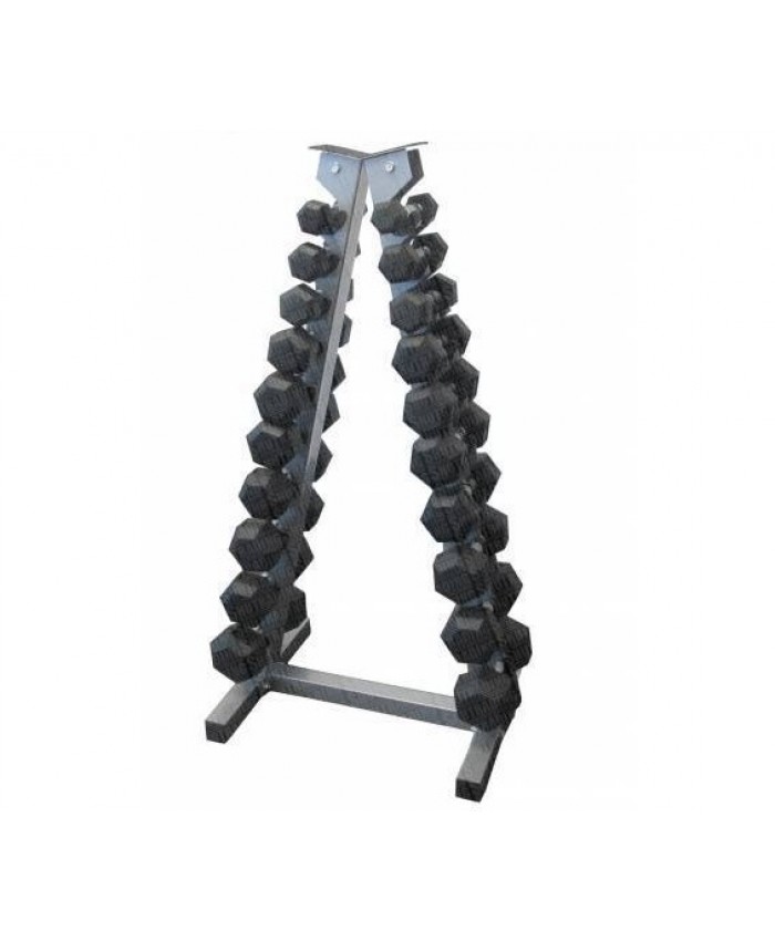 Rubber Hex Dumbbell Set With Rack
